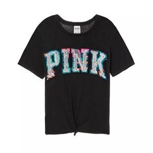 VS PINK Bling front knot tee